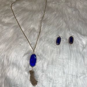 Kendra Scott necklace and earrings. Royal blue